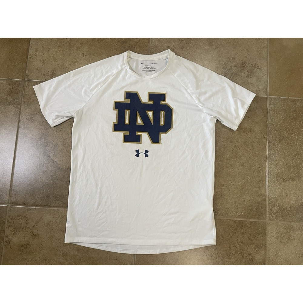 Under Armour Notre Dame Irish The Tech T-Shirt Men's Sz M White Heatgear